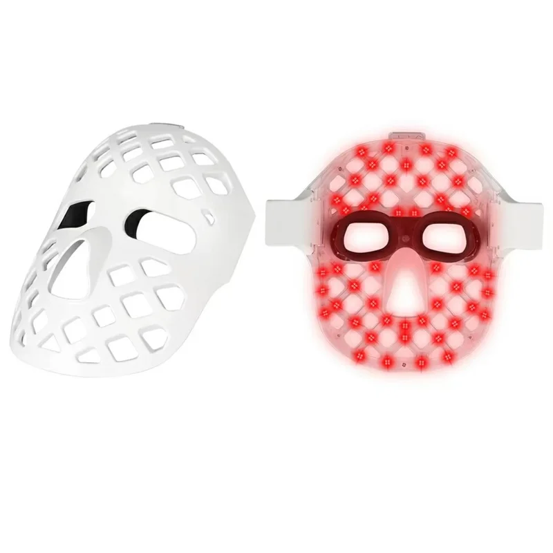5D LED Beauty Mask 2.5W 7-Mode Light Therapy ABS + Silicone Face Mask with Timer - White