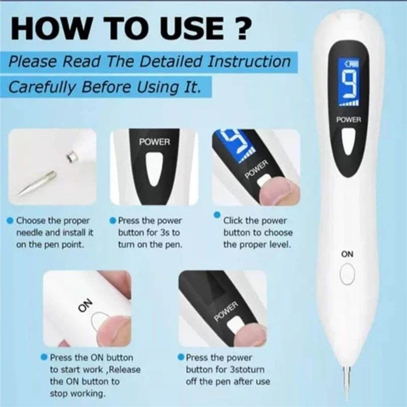 9-Level Mole Removal Pen 5.5W LED Display USB Charging for Home Beauty Care - Rose