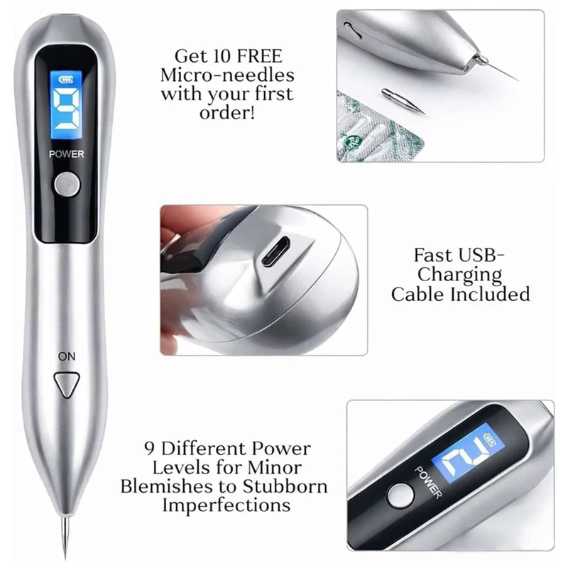 9-Level Mole Removal Pen 5.5W LED Display USB Charging for Home Beauty Care - Rose