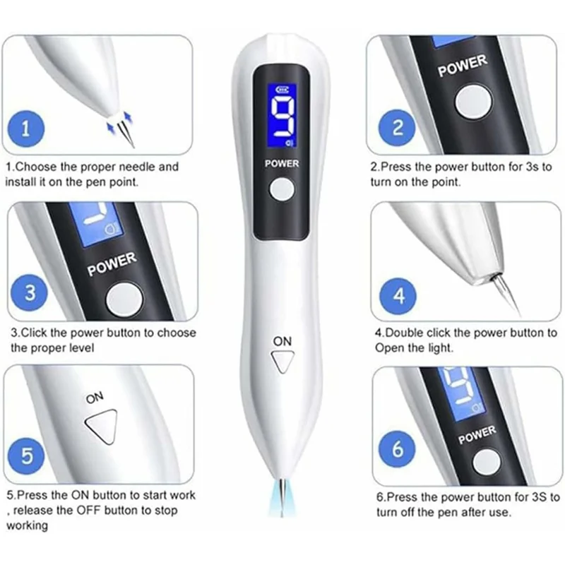 9-Level Mole Removal Pen 5.5W LED Display USB Charging for Home Beauty Care - Rose