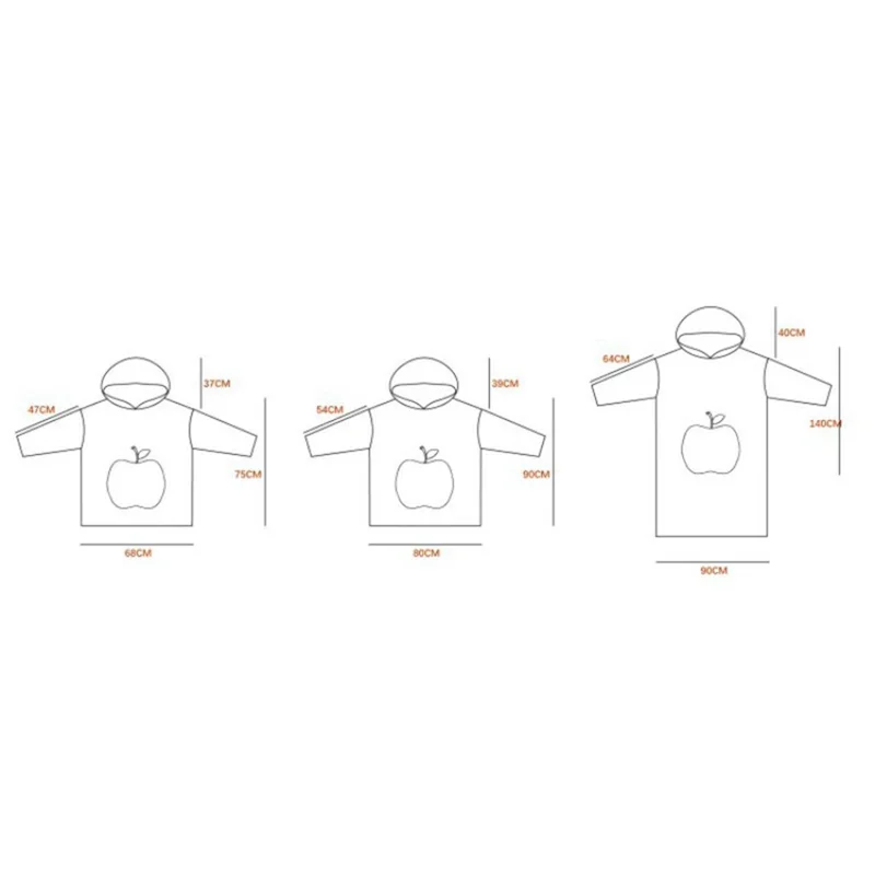 1,4 m Længde Æblemønster med Hætte Tæppepyjamas Plush Lang Ærme Wearable Tæppe til Hjemmet - Kaffe