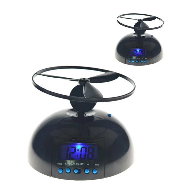 Flygande propeller Smart weckur med 14 cm bas, LCD-backlight och slumretang