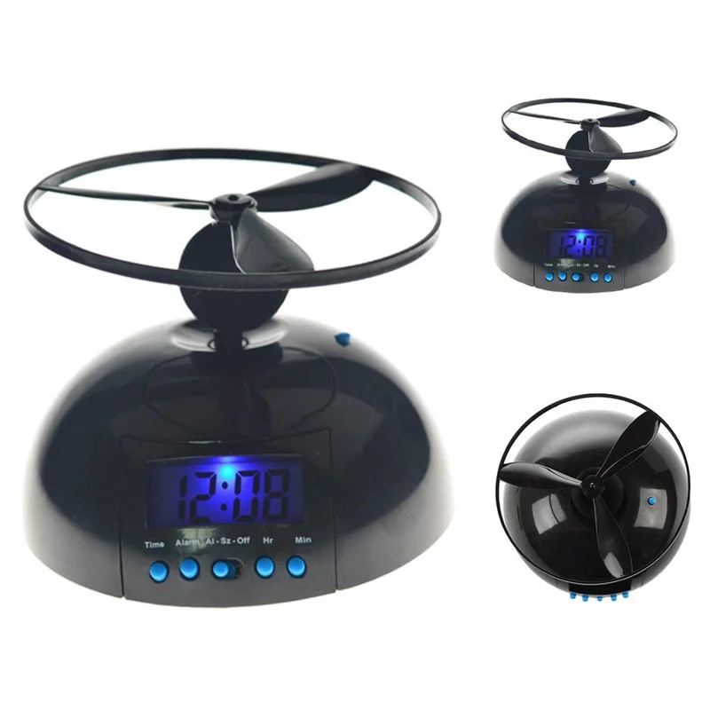 Flygande propeller Smart weckur med 14 cm bas, LCD-backlight och slumretang