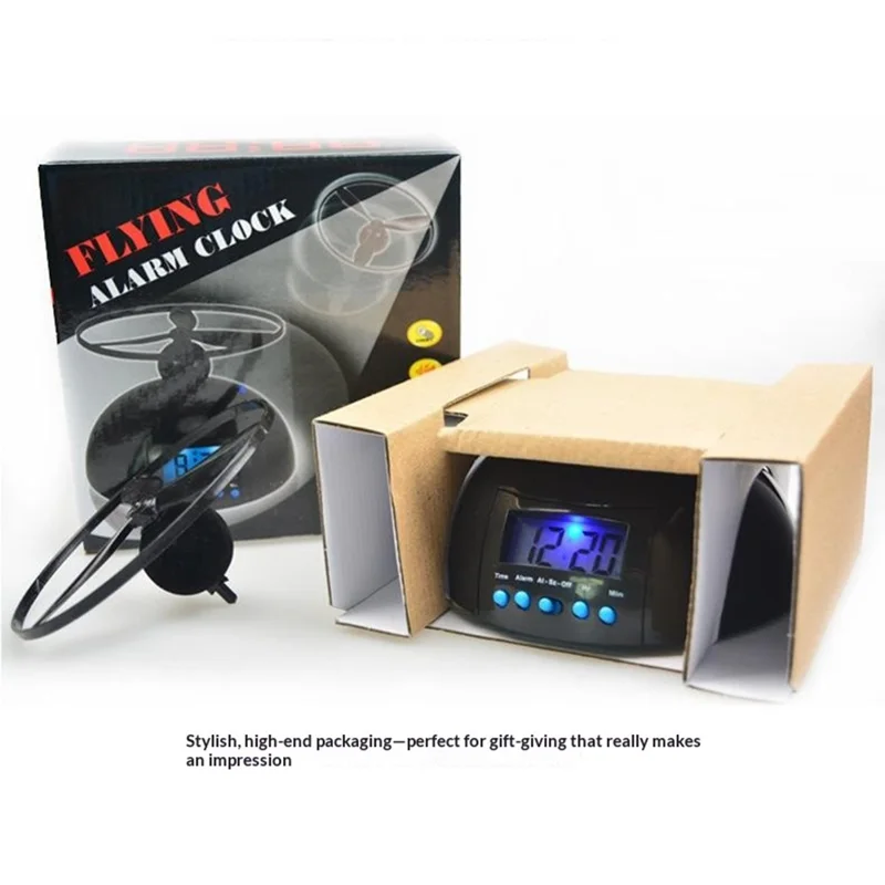 Flygande propeller Smart weckur med 14 cm bas, LCD-backlight och slumretang