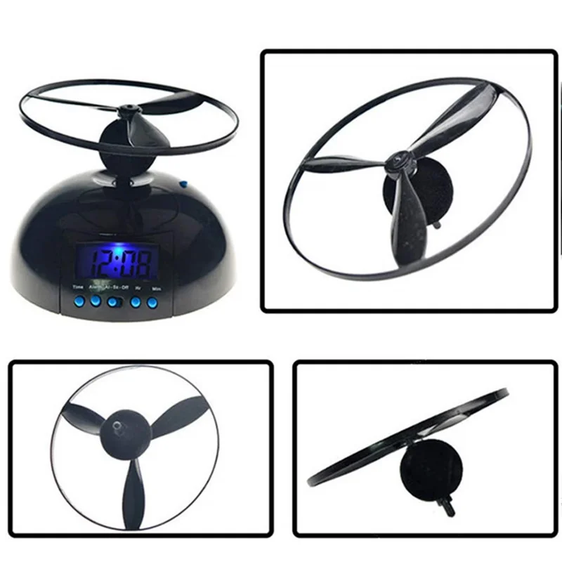 Flygande propeller Smart weckur med 14 cm bas, LCD-backlight och slumretang