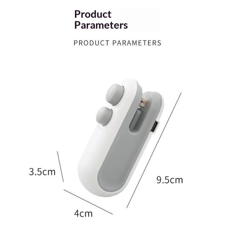 Mini Portable 2 in 1 Type-C Bag Sealing Machine 300mAh Magnetic Cutter Sealer - White