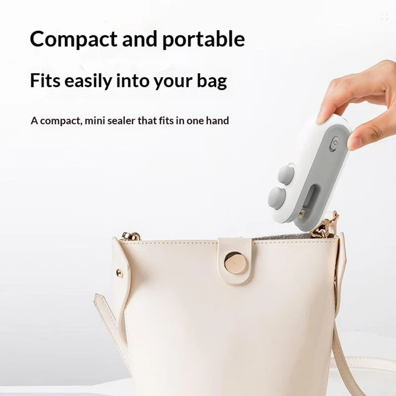 Mini Portable 2 in 1 Type-C Bag Sealing Machine 300mAh Magnetic Cutter Sealer - White