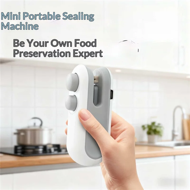 Mini Portable 2 in 1 Type-C Bag Sealing Machine 300mAh Magnetic Cutter Sealer - White