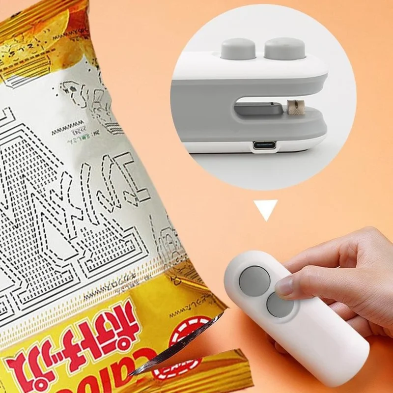 Mini Portable 2 in 1 Type-C Bag Sealing Machine 300mAh Magnetic Cutter Sealer - White
