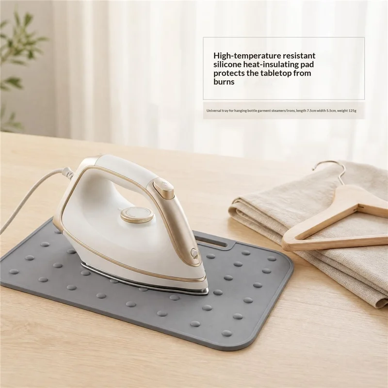 Silicone Iron Rest Pad 220℃ Heat Resistant Non-Slip Raised Dot Surface for Irons and Steamers - Dark Grey