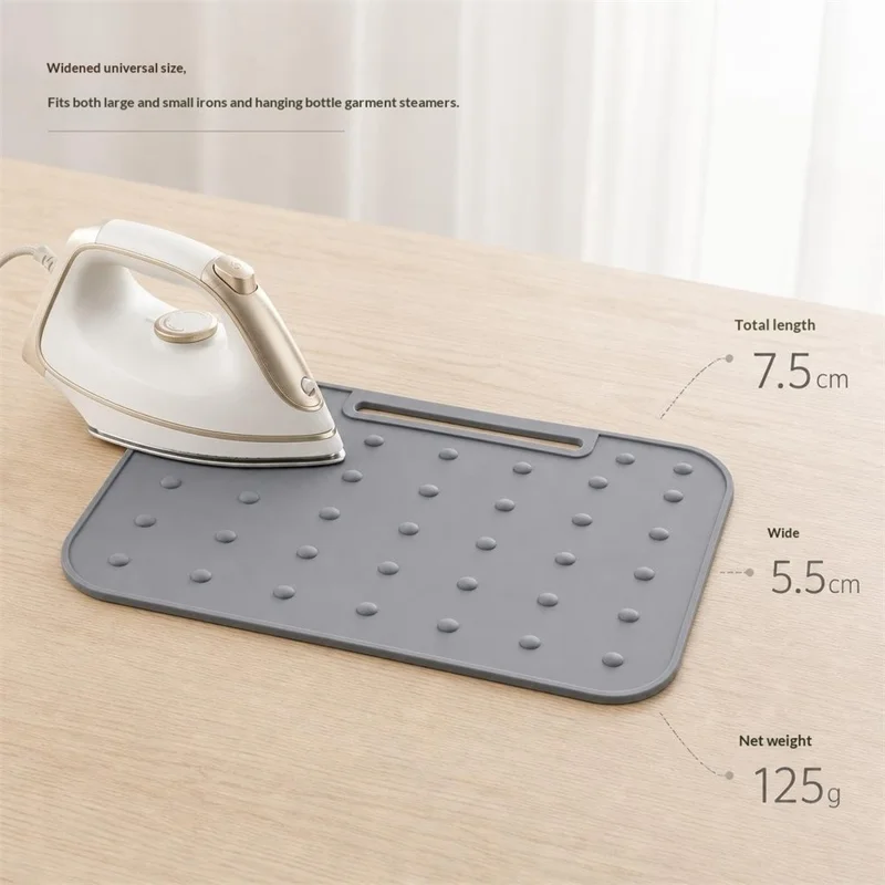 Silicone Iron Rest Pad 220℃ Heat Resistant Non-Slip Raised Dot Surface for Irons and Steamers - Dark Grey
