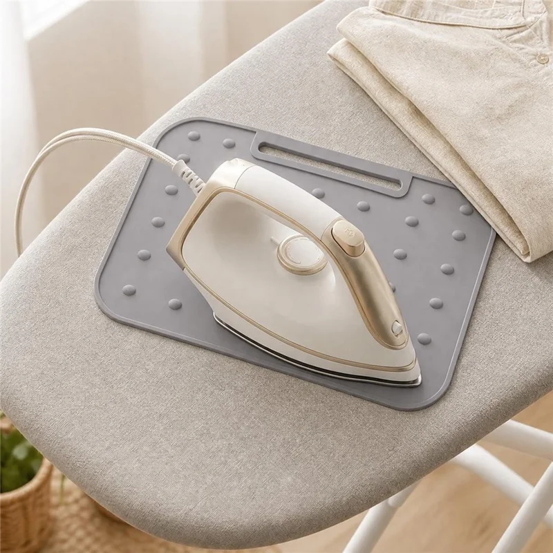 Silicone Iron Rest Pad 220℃ Heat Resistant Non-Slip Raised Dot Surface for Irons and Steamers - Dark Grey