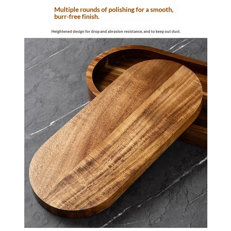 3Pcs Wood Oval Nested Serving Trays Stackable Storage Tray Set - Wood Color