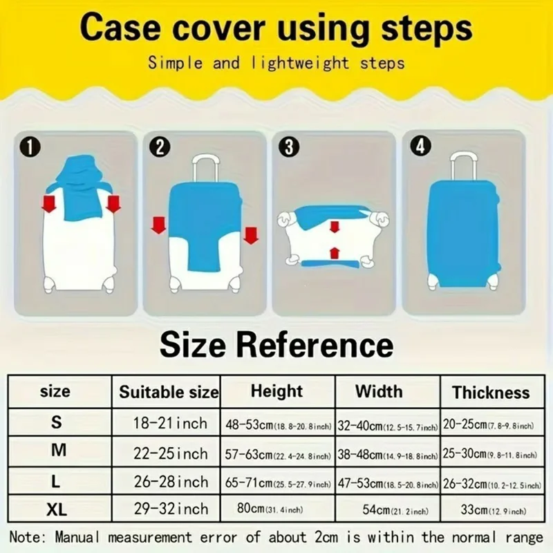 Size M 22-25 inch Suitcase Cover Thickened Polyester Elastic Dustproof Luggage Case Cover - A