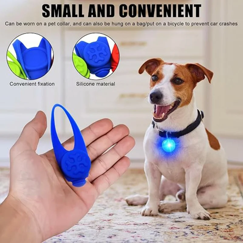 Silicone LED Pet Collar Light Waterproof Replaceable Battery Glowing Pendant for Night Dog Walking - Blue