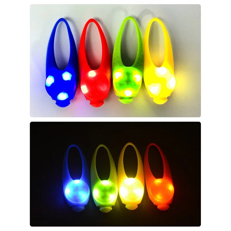 Silicone LED Pet Collar Light Waterproof Replaceable Battery Glowing Pendant for Night Dog Walking - Blue