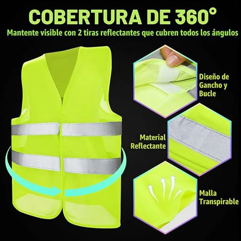26 x 22.5 inch Reflective Safety Vest High Visibility Construction Vests for Outdoor Work - Fluorescent Green