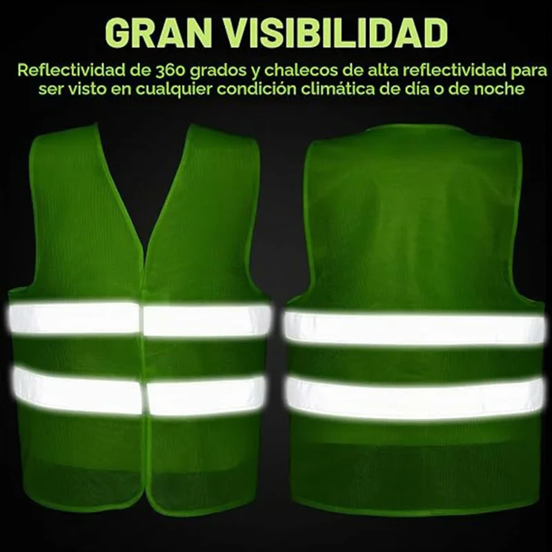 26 x 22.5 inch Reflective Safety Vest High Visibility Construction Vests for Outdoor Work - Fluorescent Green