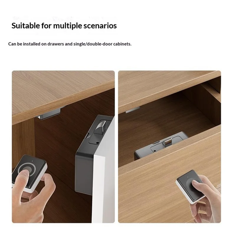 F501 Smart Lock Wireless Remote Control Fingerprint Recognition Hidden Installation Lock for Cabinets - Black