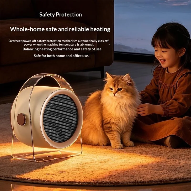 CL-X8 Desktop Heater 500W Smart Temperature Control Wall Mountable Energy Saving Heating Solution, EU Plug - Beige
