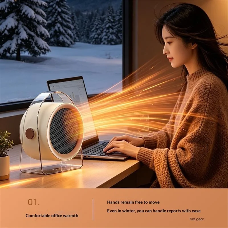 CL-X8 Desktop Heater 500W Smart Temperature Control Wall Mountable Energy Saving Heating Solution, EU Plug - Beige