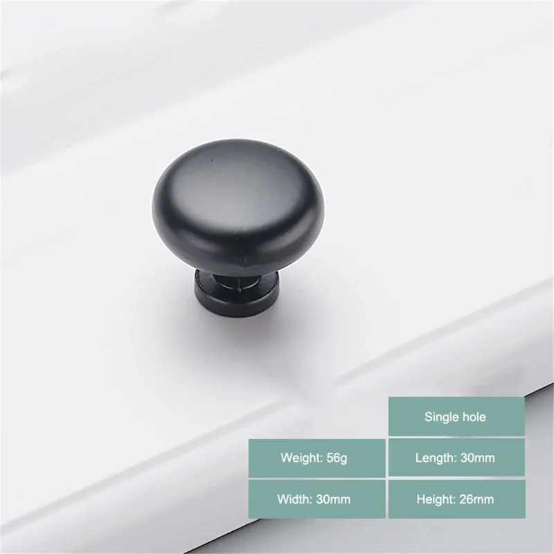 Moderner Schrankhaltegriff aus Zinklegierung Schublade Kleiderschrank Schrankgriff Möbelteile - Stil 4203 / Einzelloch / Matt Schwarz