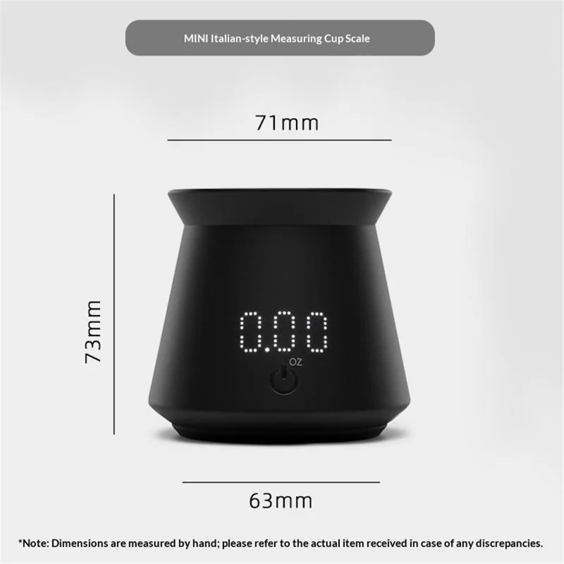 Mini Espresso Measuring Cup Scale 0.1g High Precision Type-C Rechargeable IPX4 Waterproof Electronic Scale - Black