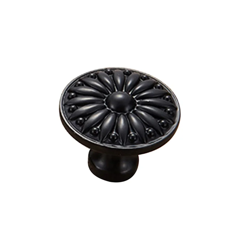 Zinc Alloy Furniture Classical Pull Handle Cabinet Drawer Wardrobe Puller Single Hole Door Knob, 22mm Screw - Matte Black