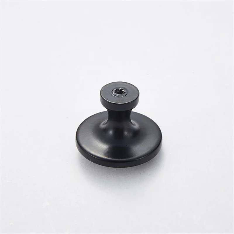 Zinc Alloy Furniture Classical Pull Handle Cabinet Drawer Wardrobe Puller Single Hole Door Knob, 22mm Screw - Matte Black