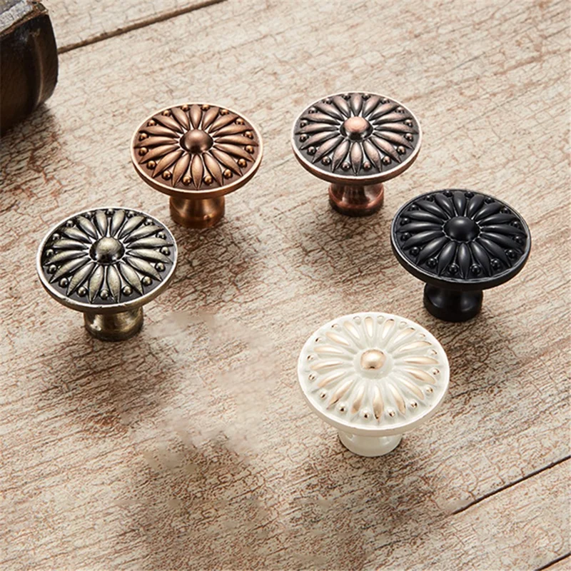 Zinc Alloy Furniture Classical Pull Handle Cabinet Drawer Wardrobe Puller Single Hole Door Knob, 22mm Screw - Matte Black