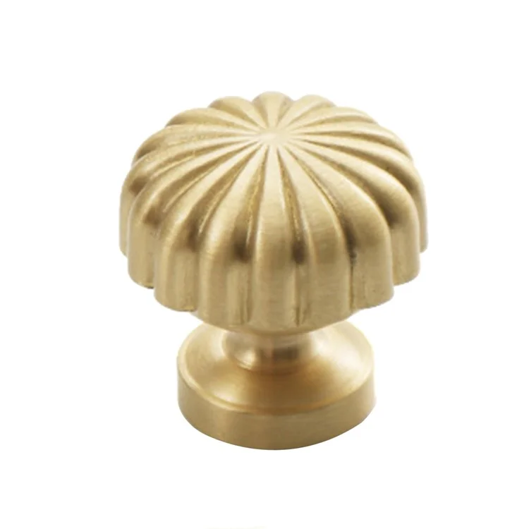 Nordic Pumpkin Shape Golden Brass Handle Cabinet Pull Knob Furniture Decor with 25mm Screw, Size S