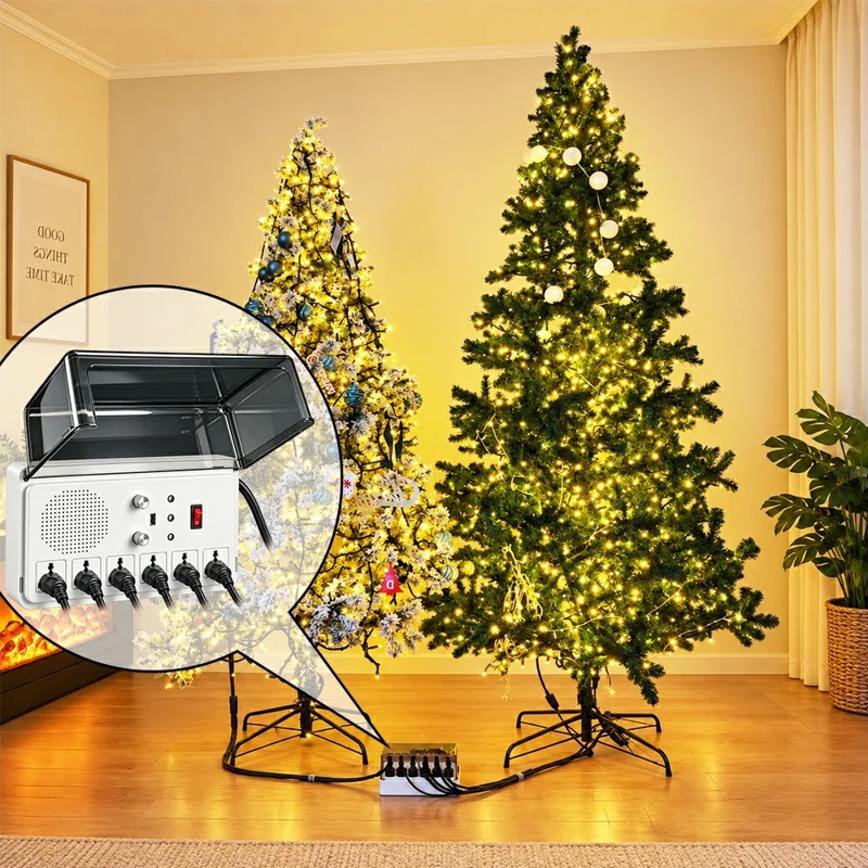 LH-CD-SGKZQ High-Voltage Music-Sync Light Controller, 6 EU Outlets, Bluetooth-compatible / USB, Remote and Timer