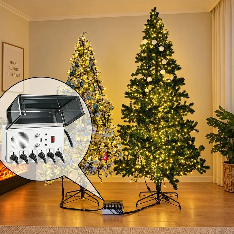 LH-CD-SGKZQ High-Voltage Music-Sync Light Controller, 6 EU Outlets, Bluetooth-compatible / USB, Remote and Timer