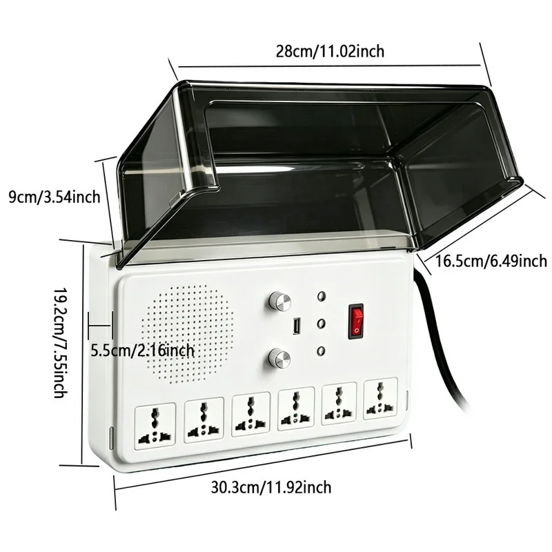 LH-CD-SGKZQ High-Voltage Music-Sync Light Controller, 6 EU Outlets, Bluetooth-compatible / USB, Remote and Timer
