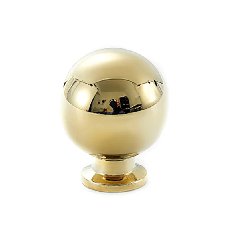 Simple Style Pure Copper Pull Round Cabinet Handle Drawer Wardrobe Knob with 25mm Screw - 8859 L Glossy Gold