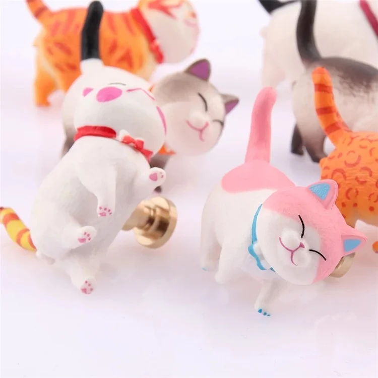 PVC+Ottone Maniglia per Mobile Singolo Foro Gatto Carino Rotabile Cassetto Armadio Manopola Maniglia, Vite da 25 mm - Texture Tigre Gatto