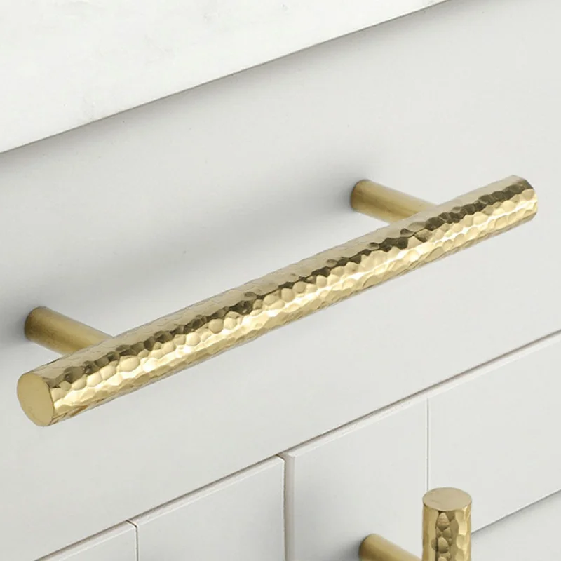 96mm Hole Pitch Hammered Texture Brass Pull Handle Cabinet Drawer Wardrobe Furniture Handle with 25mm Screw