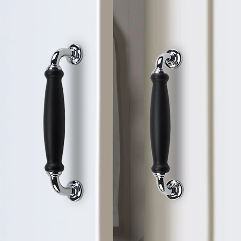 مقابض سحب الخزائن المعدنية مع مسمار 22 مم، مسافة فتحة 128، مقابض سحب الألمنيوم للخزائن - كروم / أسود