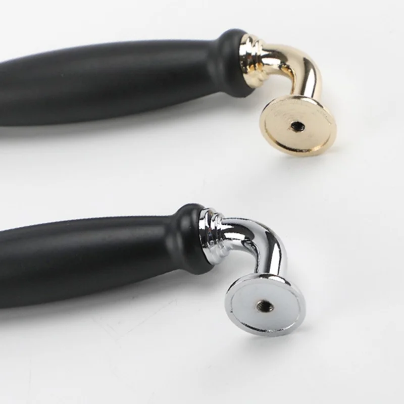 مقابض سحب الخزائن المعدنية مع مسمار 22 مم، مسافة فتحة 128، مقابض سحب الألمنيوم للخزائن - كروم / أسود