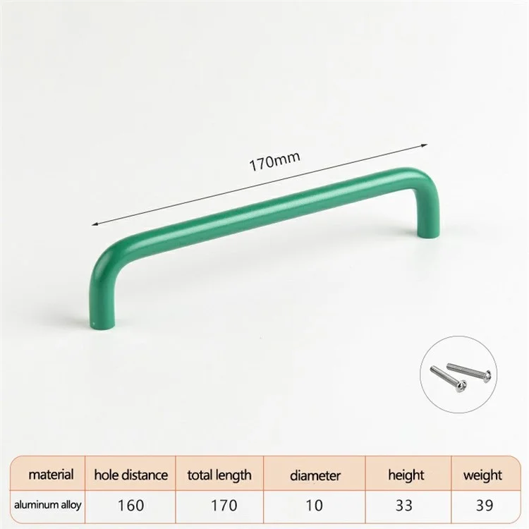 Aluminum Alloy Cabinet Pulls Handles with 22mm Screw, Wardrobe Drawer Hardware Metal Pulls - Green / 160mm Hole Distance
