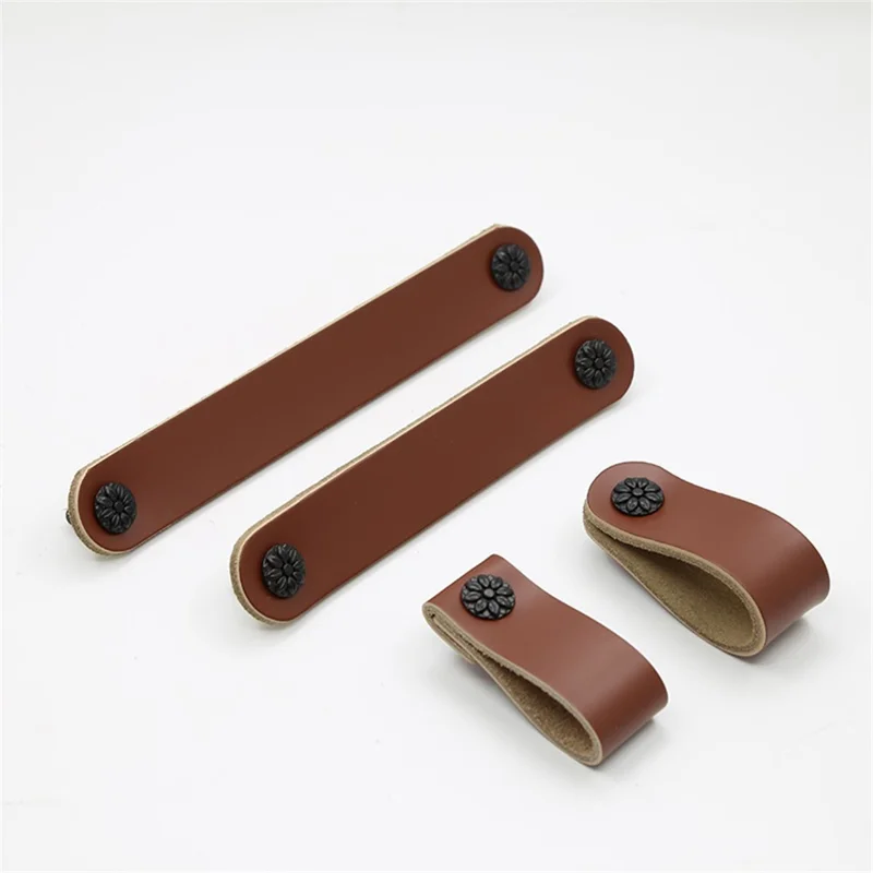 22mm Screw Leather Cabinet Pulls Anti-Collision Wardrobe Drawer Handles Pulls - 6200 Skin Color / Single Hole
