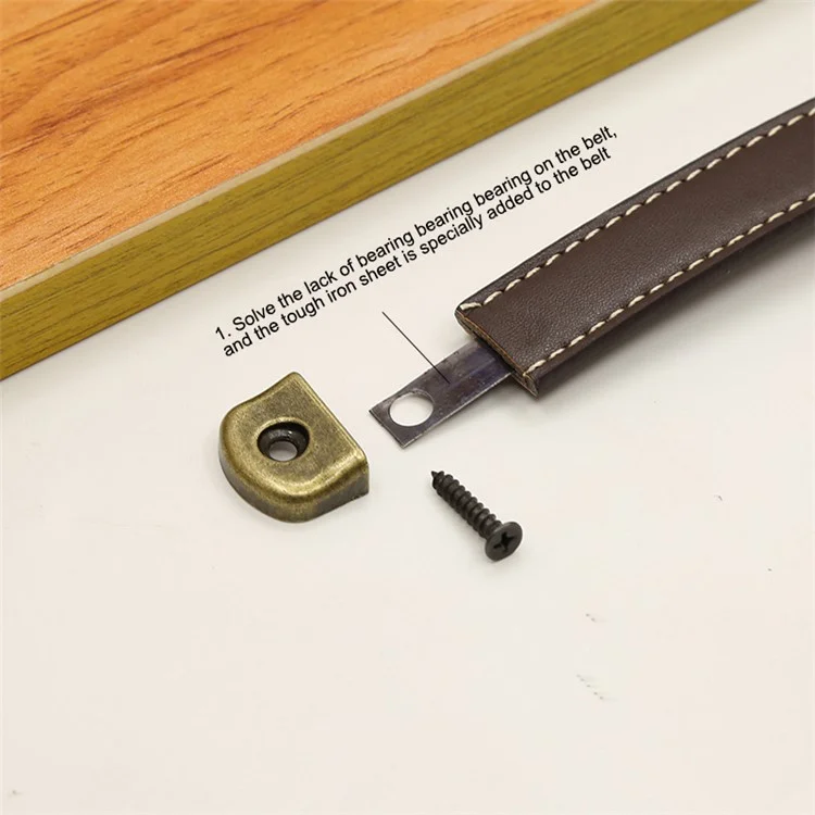 Leather Drawer Handles Wardrobe Cabinets Kitchen Closet Knob Door Pulls with 18mm Self-Tapping Screw - 6501 Dark Brown-160