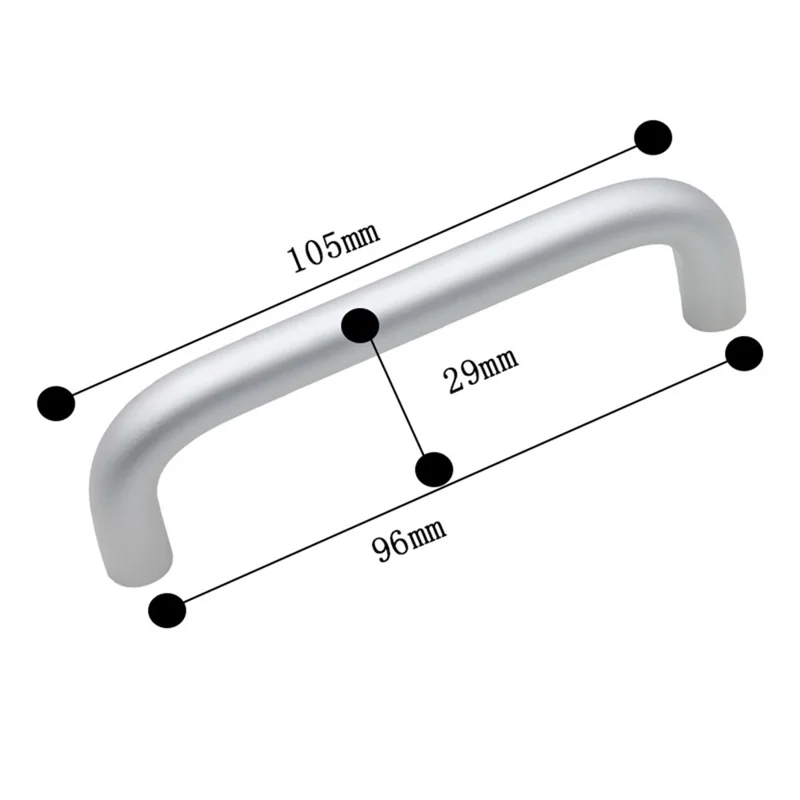 Tirador de Muebles de Aleación de Aluminio Macizo, Perillas de Gabinete de Armario, Tamaño del Tornillo: 4*22mm - Plata Mate 303 / Distancia entre Agujeros de 96mm