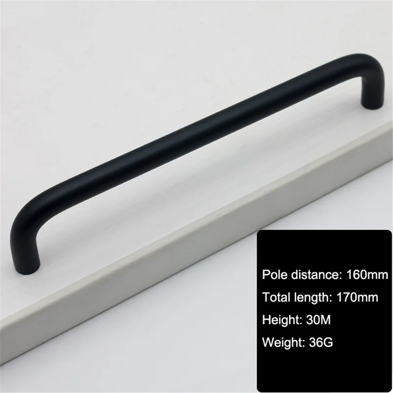 Solid Aluminium Alloy Furniture Door Handle Cabinet Cupboard Pull Knob, Screw Size: 4*22mm - Black 303 / 160mm Hole Pitch