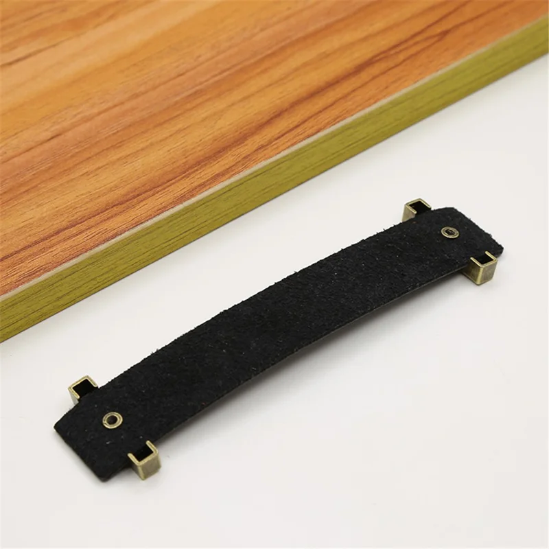 Cabinet Leather Handle Wardrobe Pull Retro Drawer Kitchen Furniture Leather Knob with 22mm Screw - Black / Hole Distance 96mm