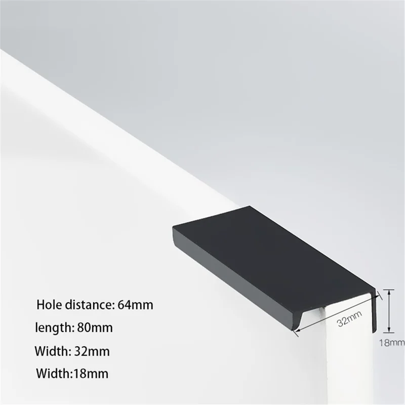 مقابض سحب خزانات من سبائك الألومنيوم مدمجة لدرج الخزانة مقابض سحب معدنية مع مسمار ذاتي الثقب 15 مم - 64 / 80 / أسود غير لامع
