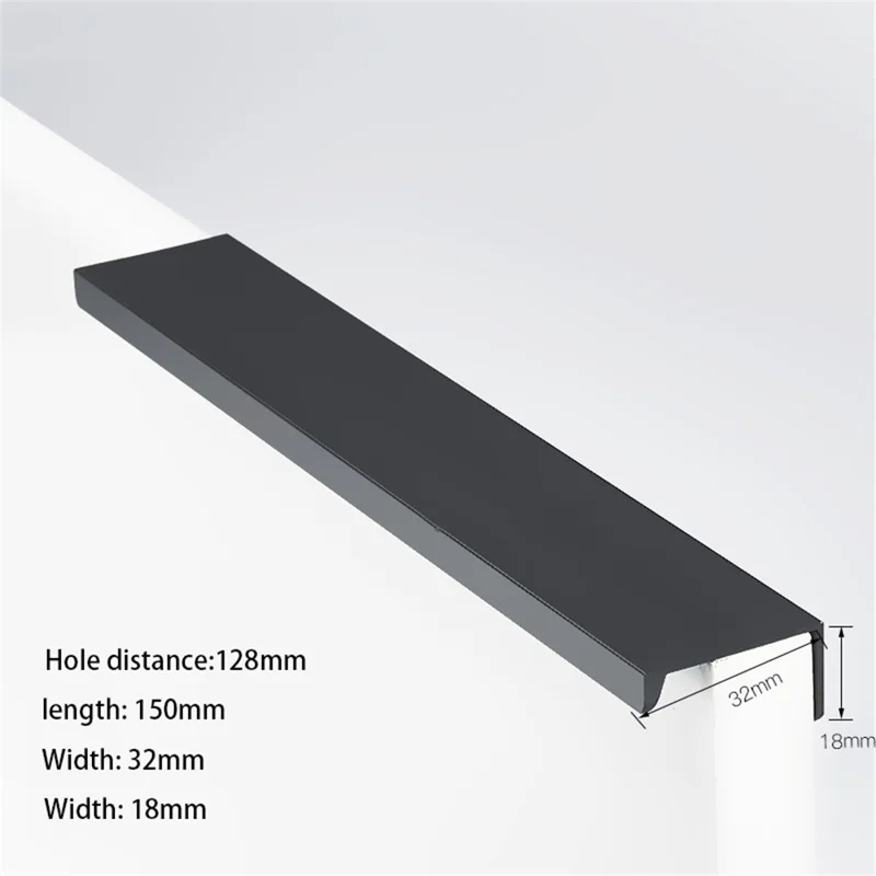 Aluminum Alloy Cabinet Pulls Handles Embedded Wardrobe Drawer Metal Pulls with 15mm Self-Tapping Screw - 128 / 150 / Matte Black