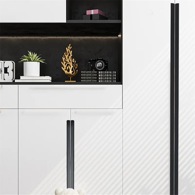 Aluminum Alloy Cabinet Pulls Handles Embedded Wardrobe Drawer Metal Pulls with 15mm Self-Tapping Screw - 128 / 150 / Matte Black