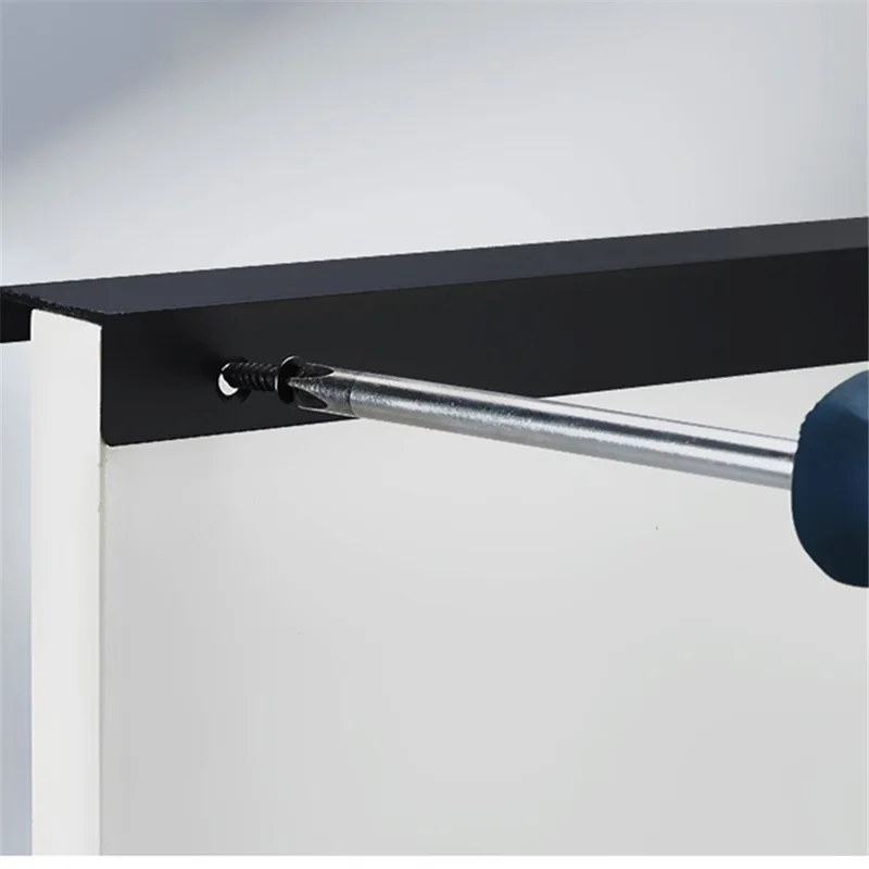 Aluminum Alloy Cabinet Pulls Handles Embedded Wardrobe Drawer Metal Pulls with 15mm Self-Tapping Screw - 128 / 150 / Matte Black