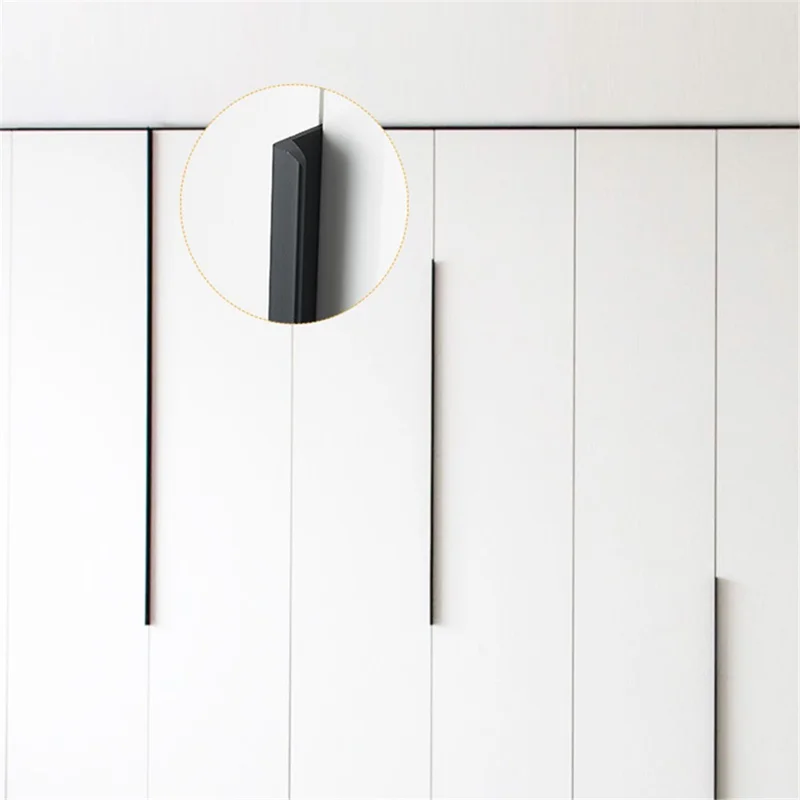 Aluminum Alloy Cabinet Pulls Handles Embedded Wardrobe Drawer Metal Pulls with 15mm Self-Tapping Screw - 160 / 200 / Brushed Gold